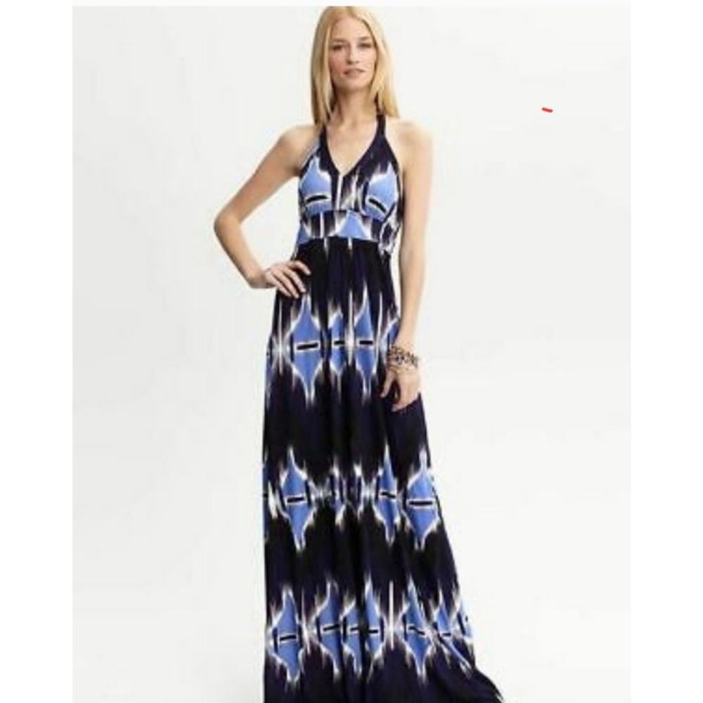 Banana Republic Halter Maxi Dress Blue Small